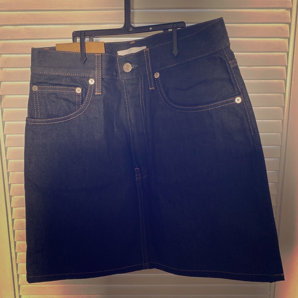Black blue jeans mini skirt